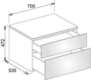 KEUCO Edition 400 Sideboard 31743, 2 Auszüge, 700 x 472 x 535 mm, Korpus/Front: Weiß Struckturlack / Weiß Strukturlack - 31743380000 Badezimmer